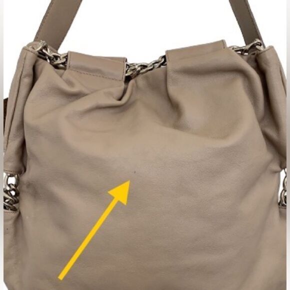 Furla Tan Hobo Bag with Chain Detailing - Neutral Leather Shoulder Bag - Picture 11 of 12